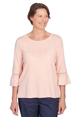 Women's A Fresh Start Lace Neck Solid Top