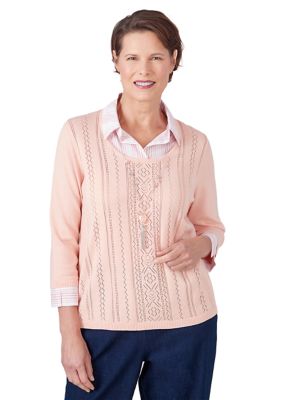 Women's A Fresh Start Sweater with Stripe Woven Trim