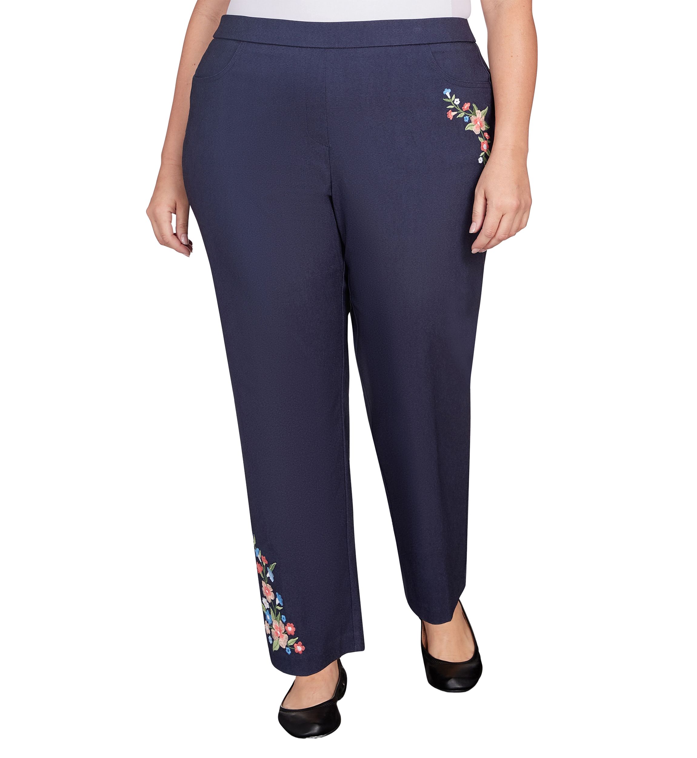 Plus Size A Fresh Start Embroidered Allure Ankle Pants
