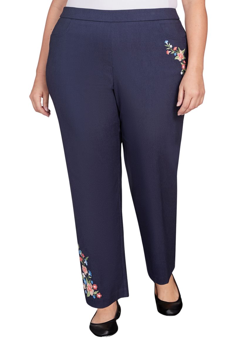 Plus Size A Fresh Start Embroidered Allure Ankle Pants