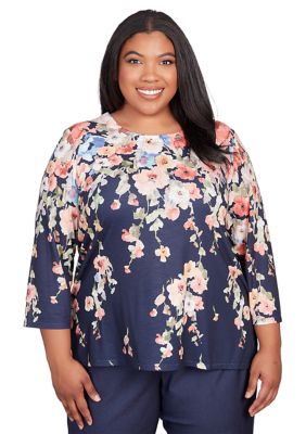 Alfred Dunner Womens Womens Plus-Size Give Thanks Top