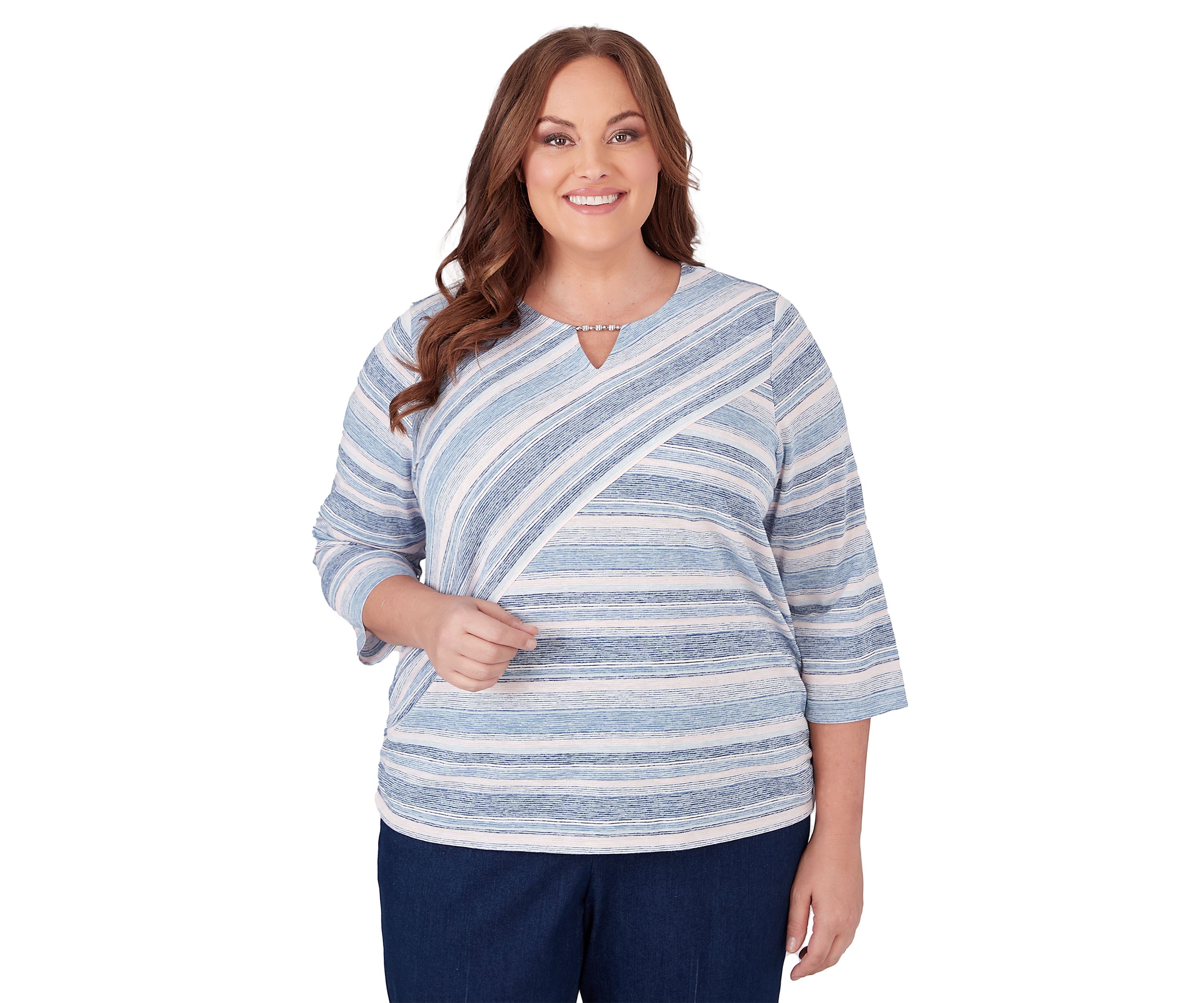 Plus Size A Fresh Start Spliced Stripe Top