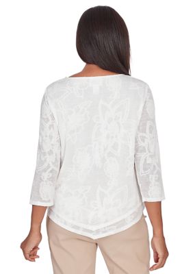 Women's Neutral Territory Scroll Floral Jacquard Top