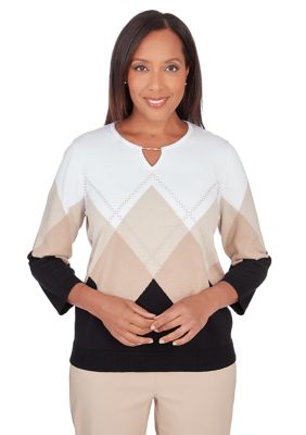 Women's Neutral Territory Ombre Diamond Border Sweater