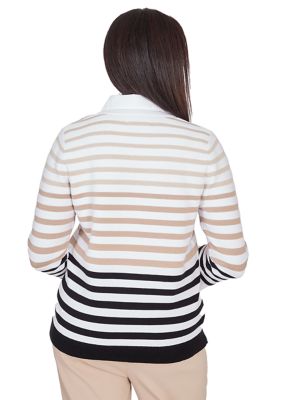 Women's Neutral Territory Stripe With Woven Trim Sweater