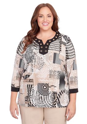 Alfred Dunner Womens Womens Plus-Size Give Thanks Top