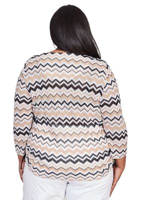 Plus Neutral Territory Diagonal Texture Top