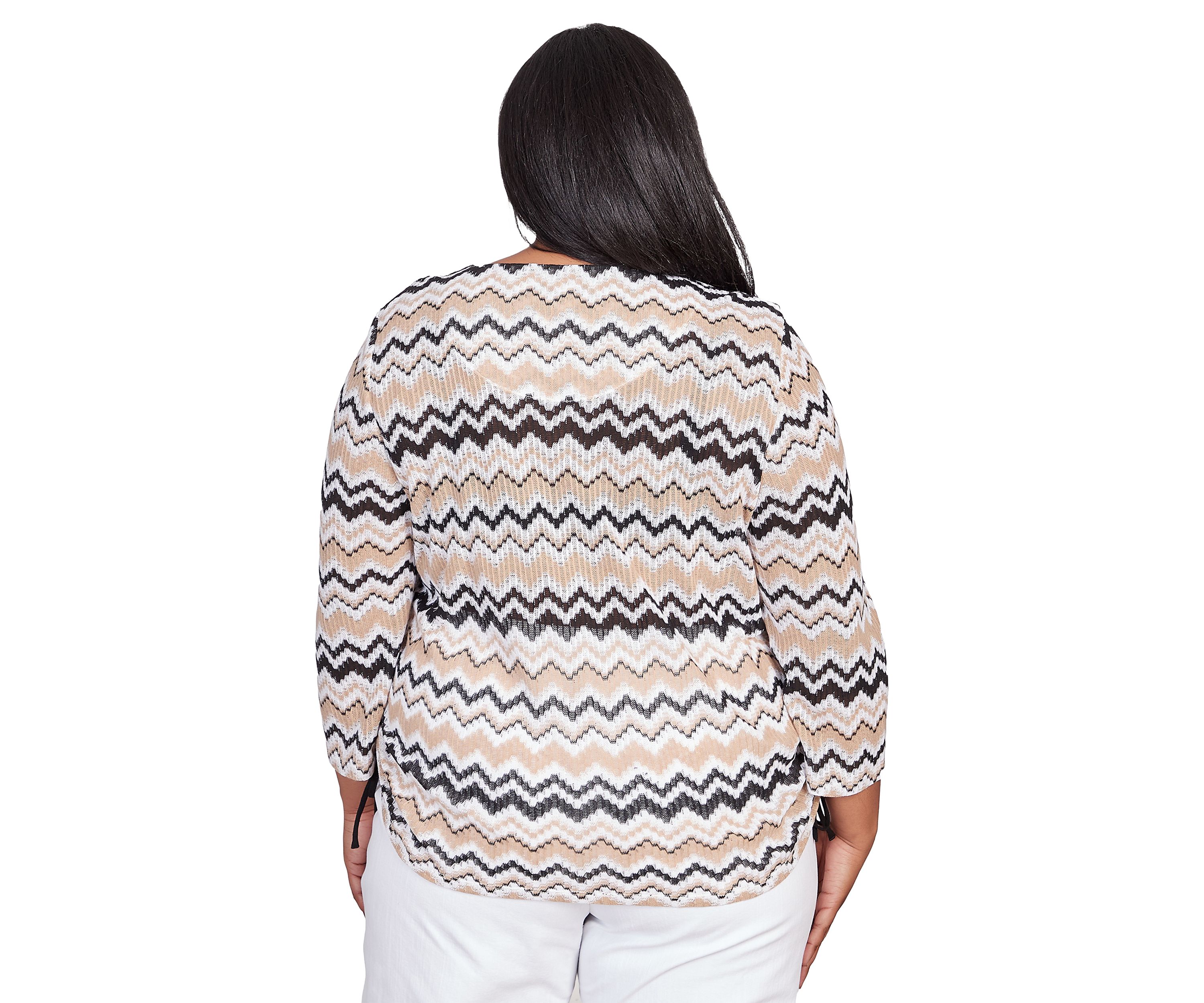 Plus Size Neutral Territory Diagonal Texture Top