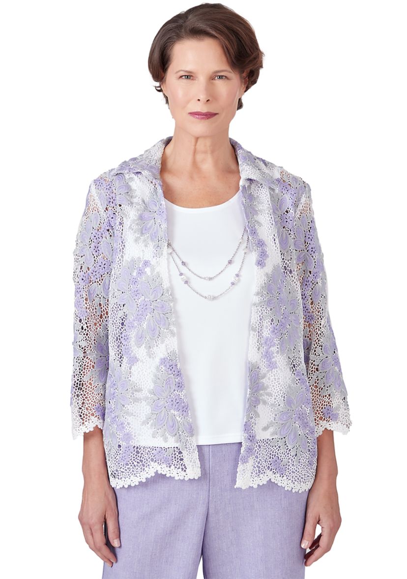 Womens Isnt It Romantic Floral Lace Two for One Top