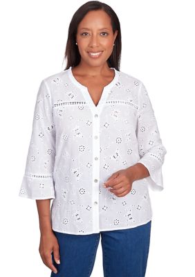 Women's Full Bloom Butterfly Eyelet Shirt