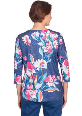 Women's Full Bloom Placed Floral Top