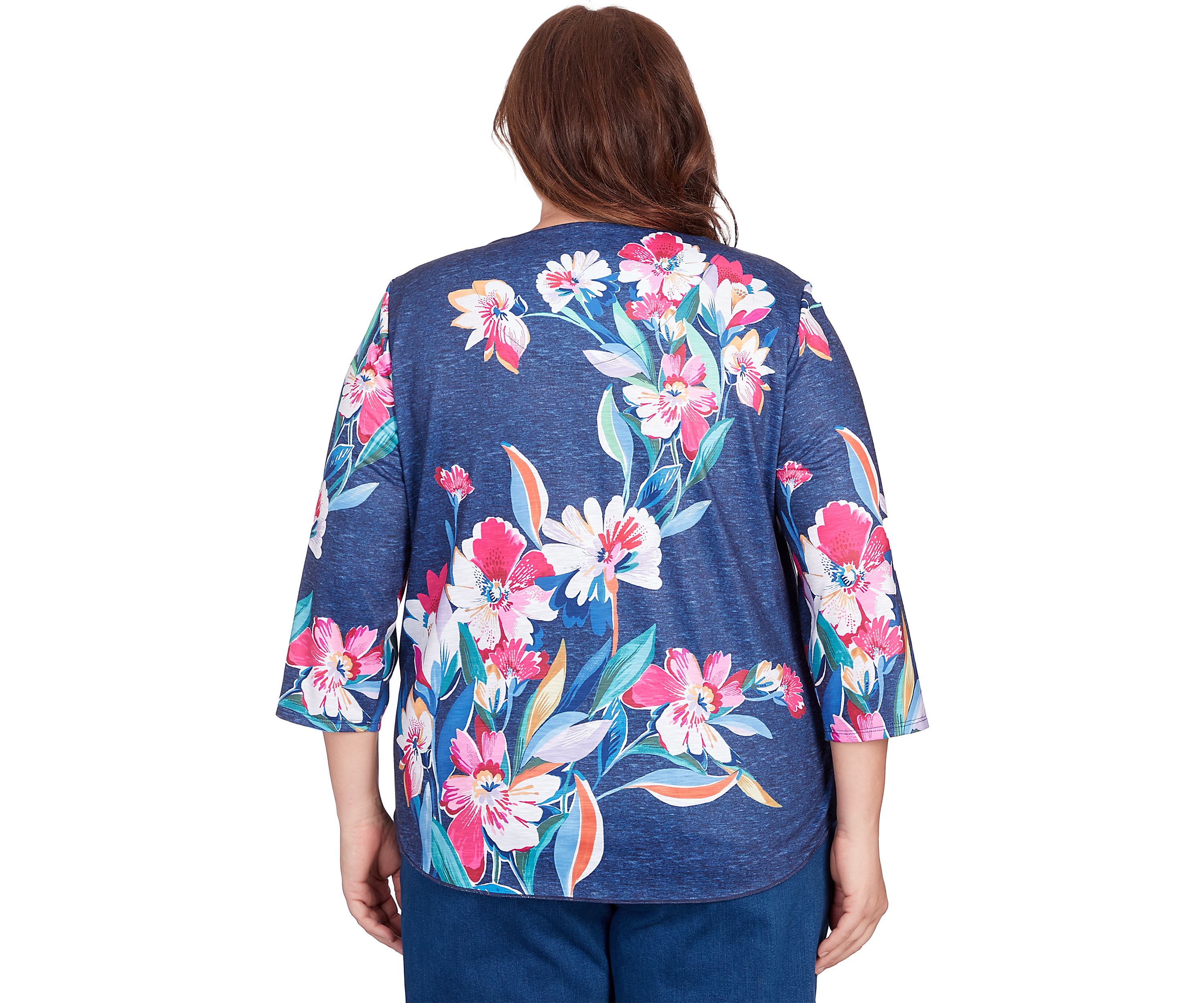 Plus Size In Full Bloom Placed Floral Top