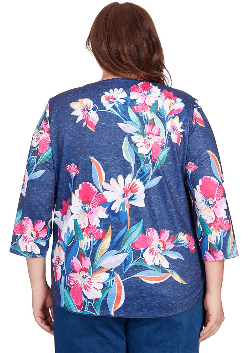 Plus Size In Full Bloom Placed Floral Top