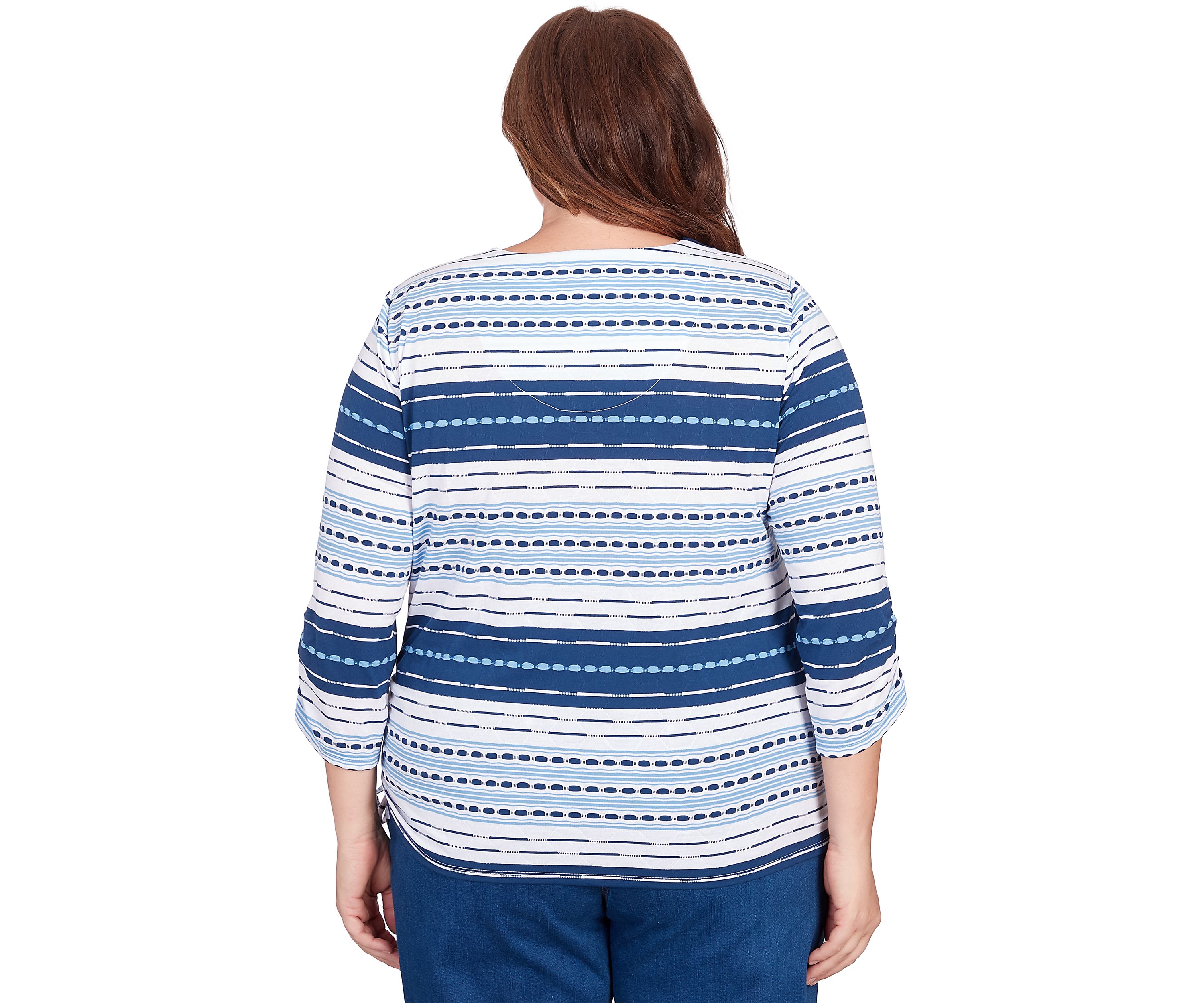 Plus Size In Full Bloom Spliced Texture Stripe Top