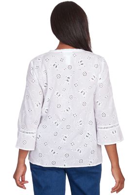 Petite Full Bloom Butterfly Eyelet Shirt