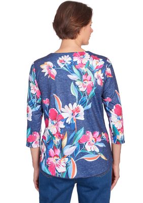 Petite Full Bloom Placed Floral Printed Top