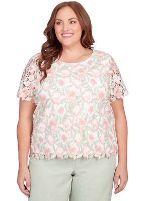 Plus English Garden Lace Floral Top