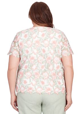 Plus English Garden Lace Floral Top