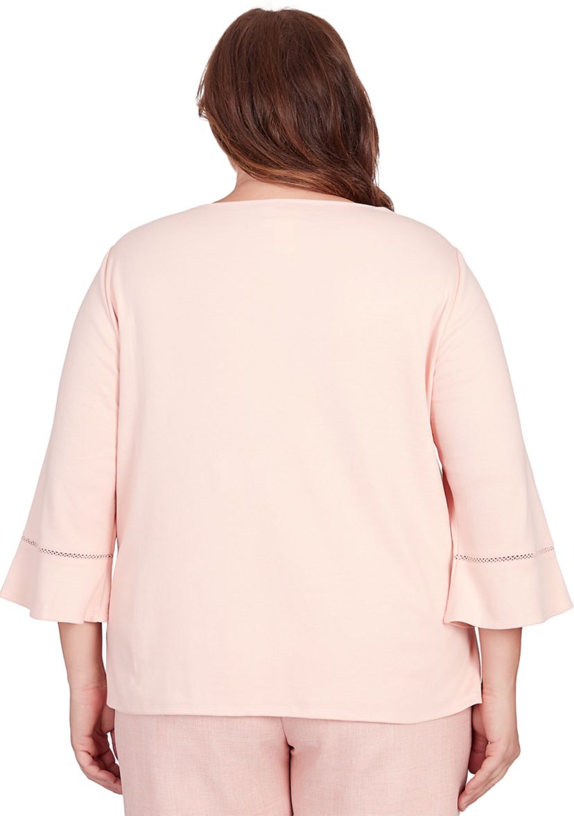 Plus Size English Garden Asymmetric Floral Embroidered Top