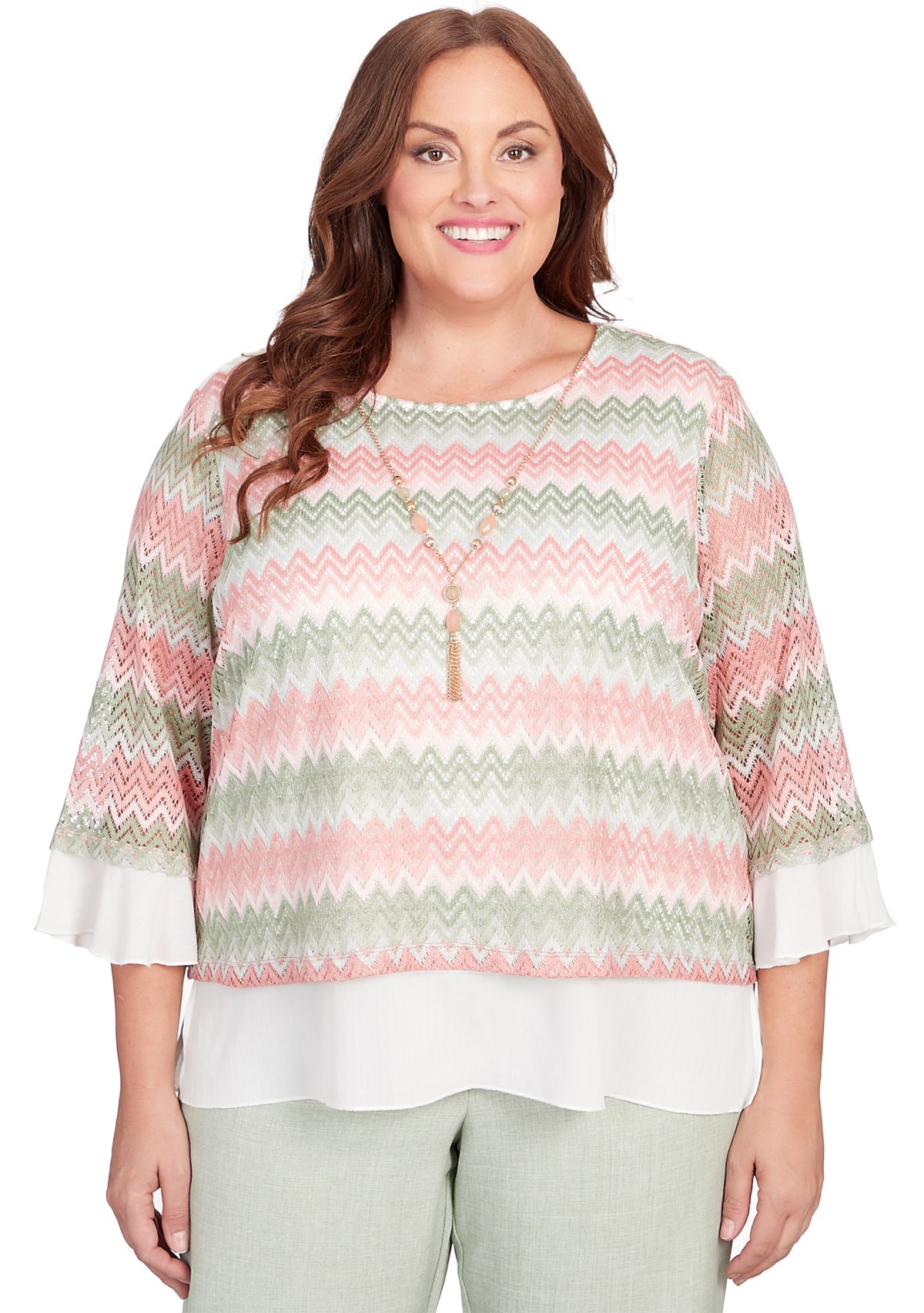 Plus Size English Garden Zig Zag Textured Top