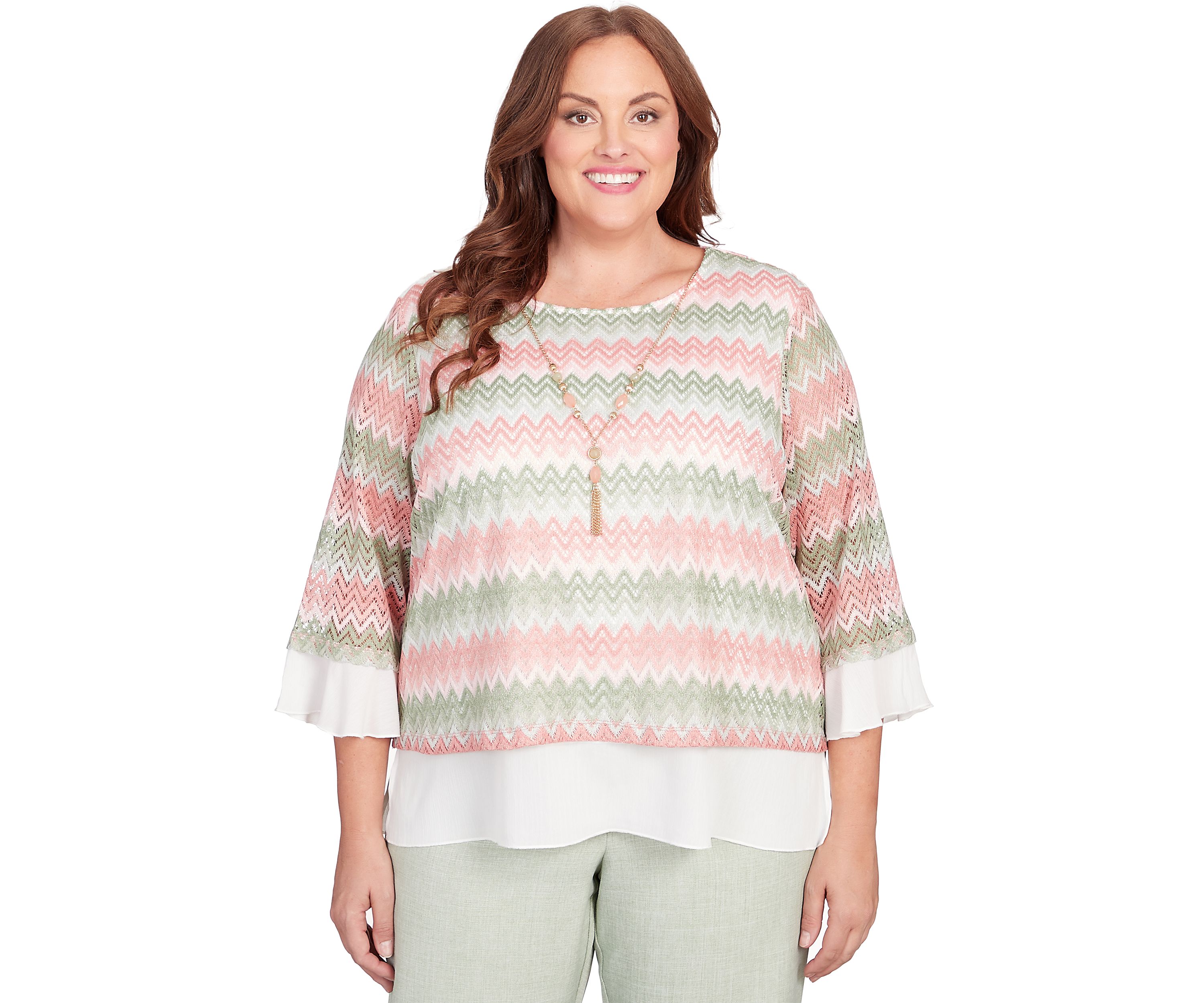Plus Size English Garden Zig Zag Textured Top