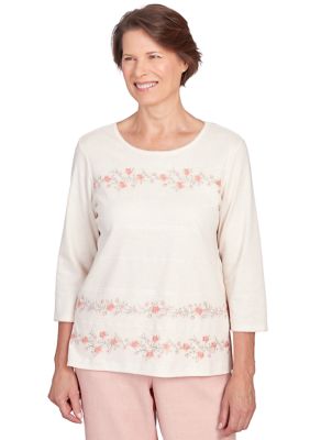 Petite English Garden Flower Biadere Embroidery Top