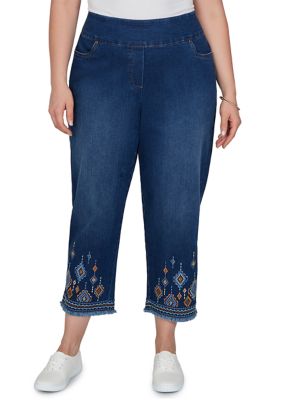 Alfred Dunner Women's Plus Size Tuscany Aztec Heat Set Pants, 22W