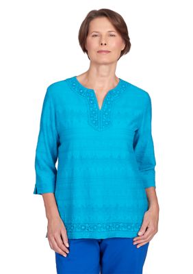 Women's Tradewinds Lace Yoke Textured Top