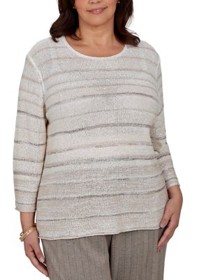 Alfred Dunner Women's Plus Size Ombré Sequin Biadere Sweater, 3XL