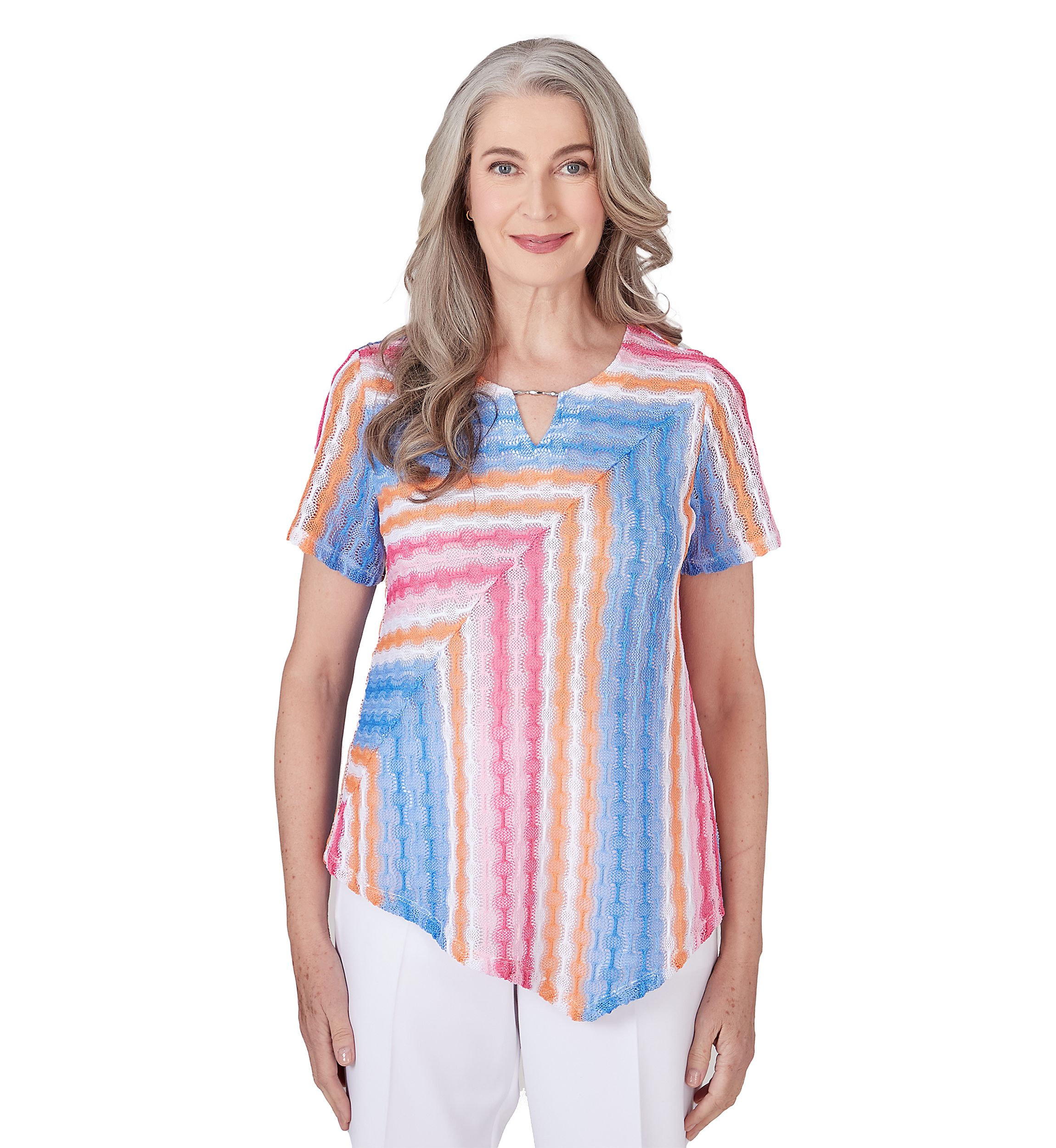 Womens Paradise Island Texture Spliced Stripe Top