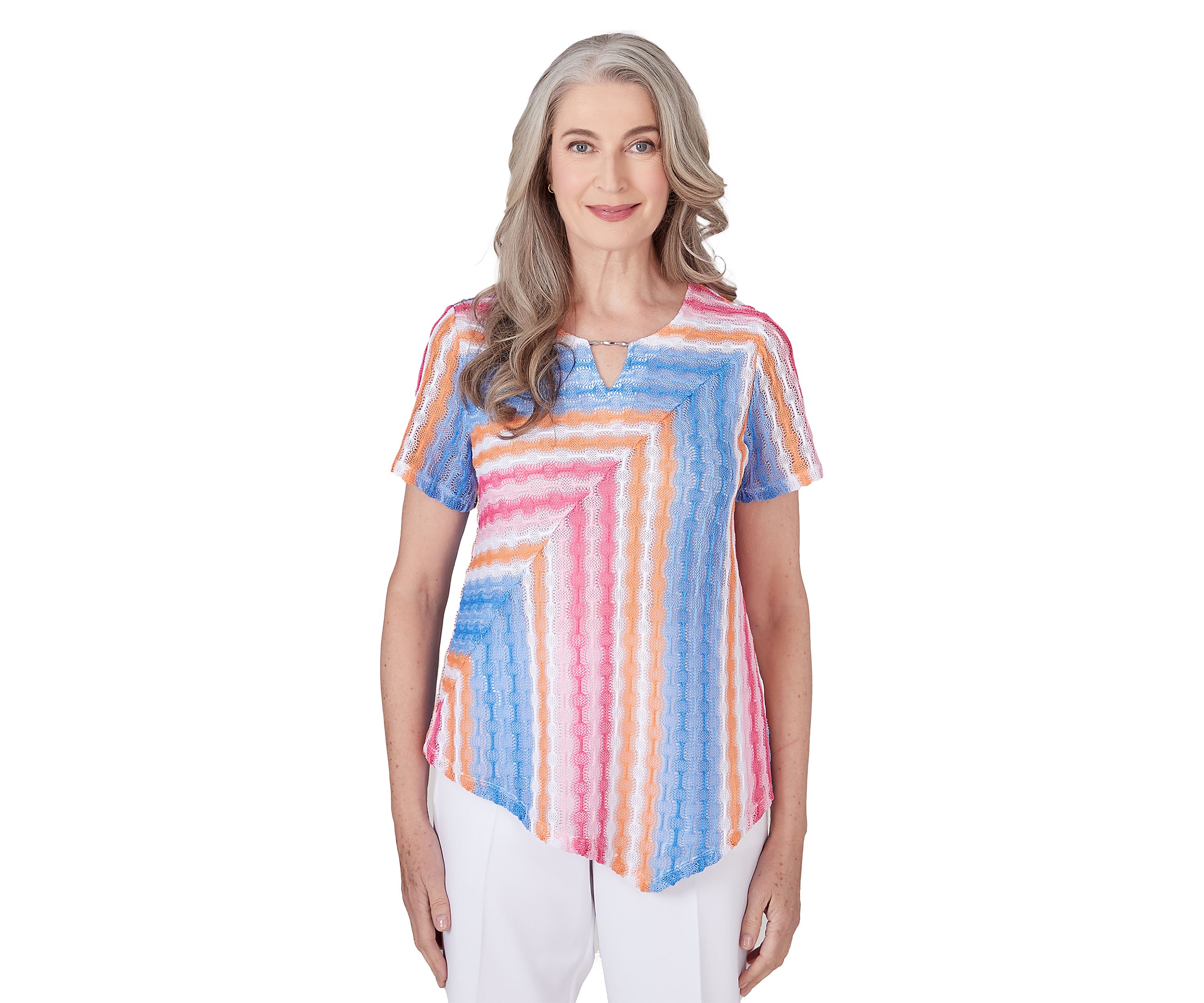 Womens Paradise Island Texture Spliced Stripe Top