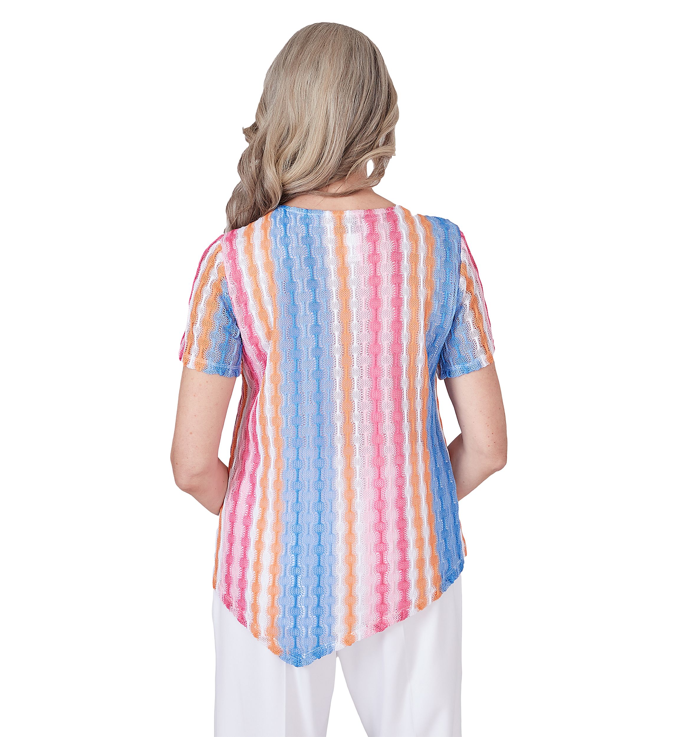 Womens Paradise Island Texture Spliced Stripe Top