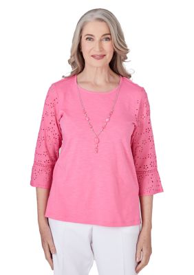 Alfred Dunner Women's Paradise Island Eyelet Trim Top | belk