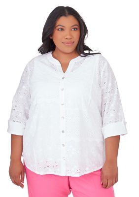 Plus Paradise Island Patch Eyelet Top