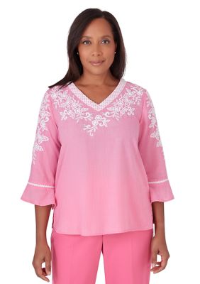 Petite Paradise Island Solid Embroidered Top