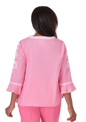 Petite Paradise Island Solid Embroidered Top