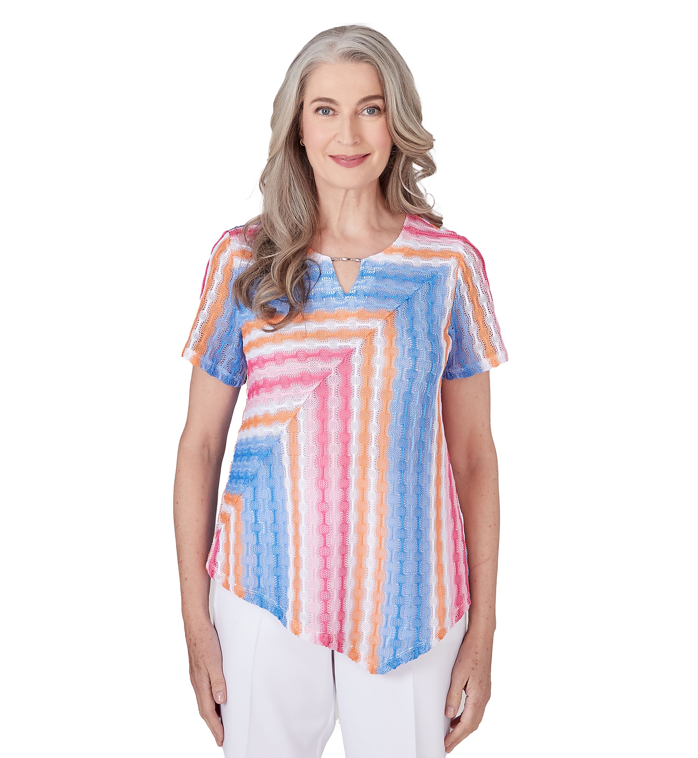 Petite Paradise Island Texture Spliced Stripe Top