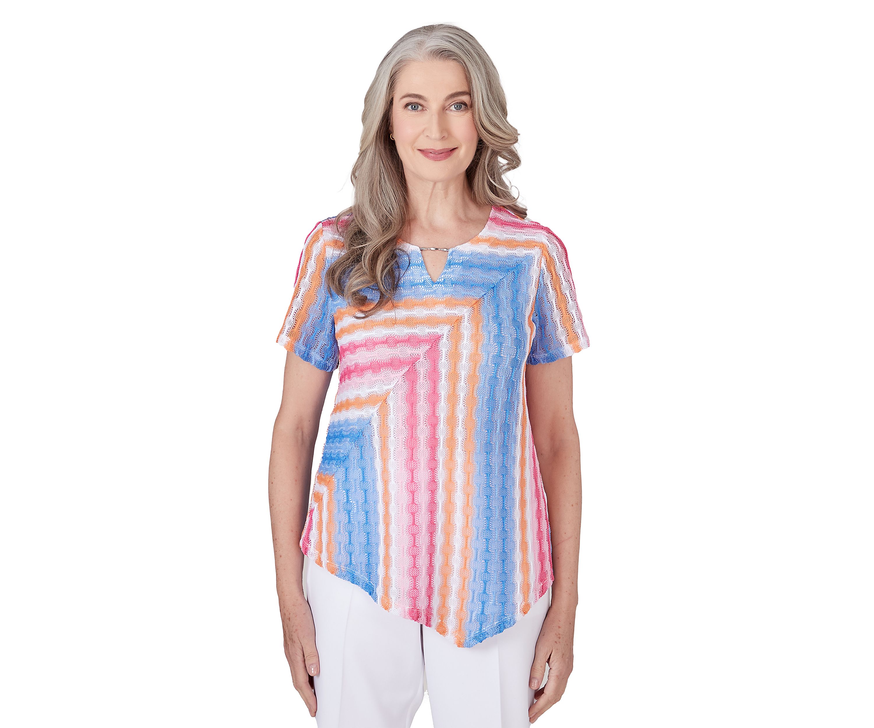 Petite Paradise Island Texture Spliced Stripe Top
