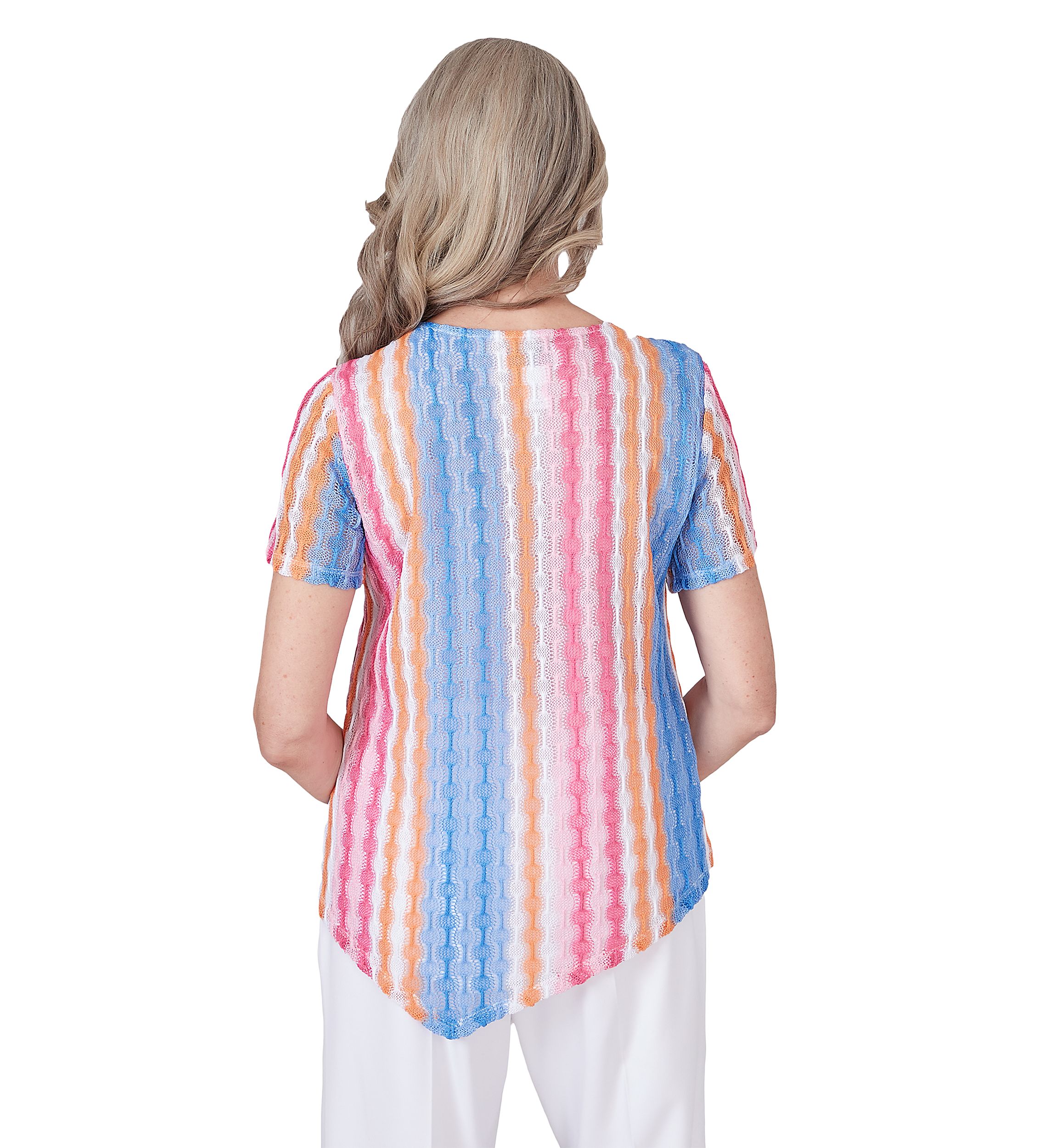 Petite Paradise Island Texture Spliced Stripe Top