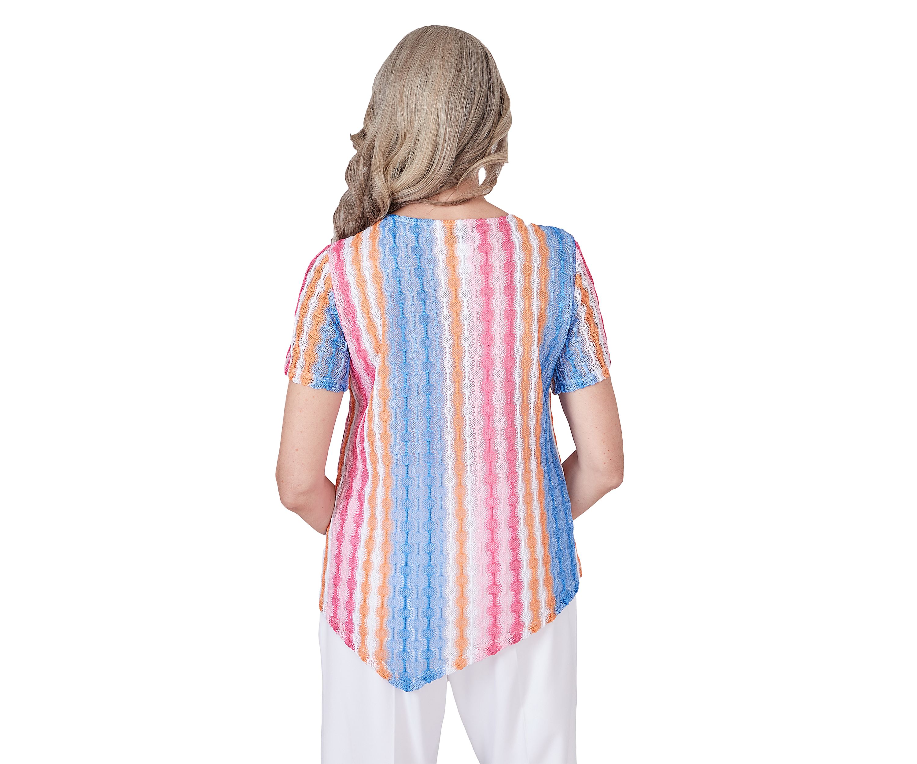Petite Paradise Island Texture Spliced Stripe Top