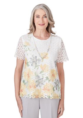 Women's Charleston Floral Border Lace Top