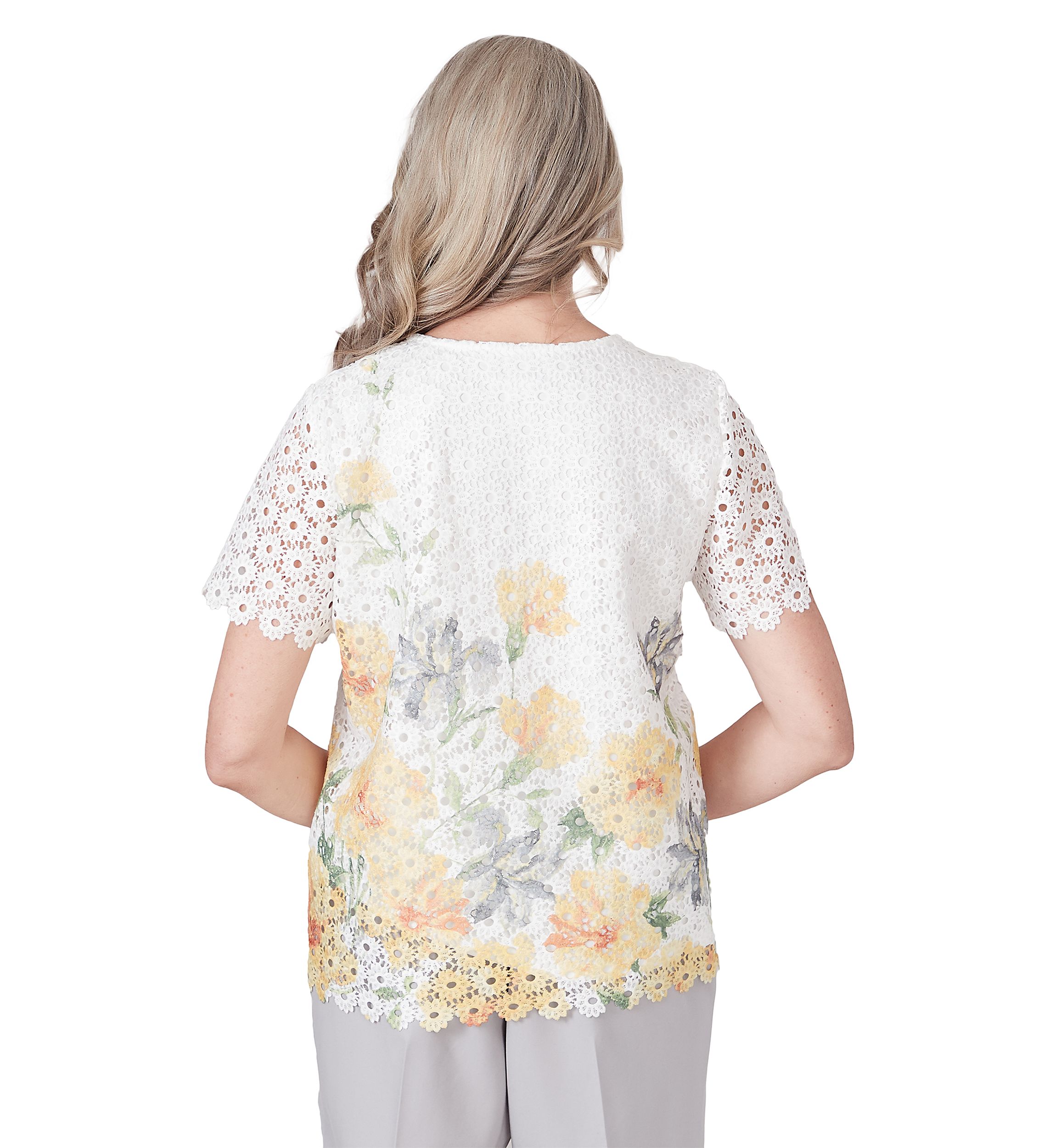 Womens Charleston Floral Border Lace Top