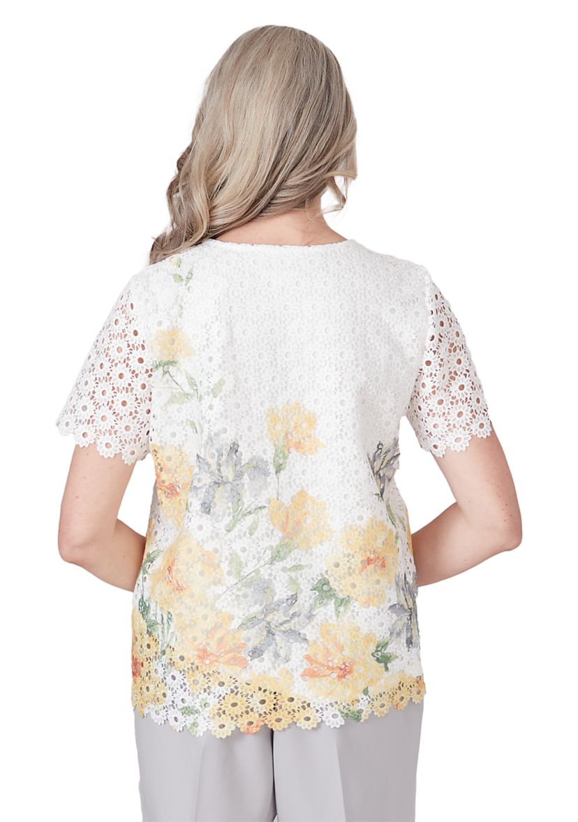 Womens Charleston Floral Border Lace Top
