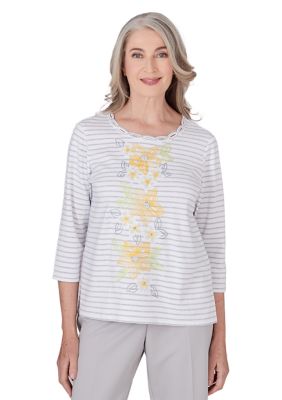 Women's Charleston Center Embroidery Stripe Top