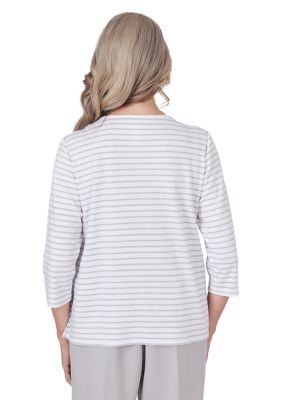 Women's Charleston Center Embroidery Stripe Top