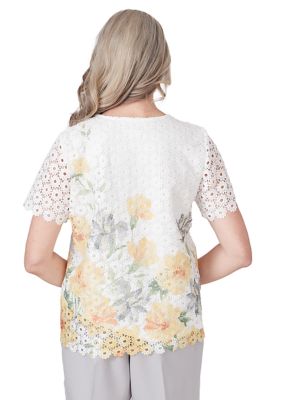 Petite Charleston Floral Border Lace Top