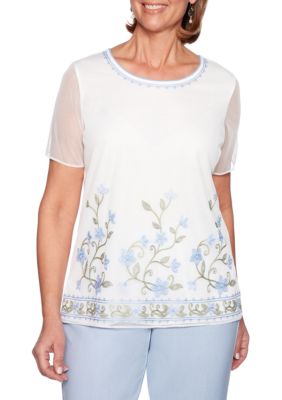 Alfred Dunner South Hampton Floral Border Knit Top | belk