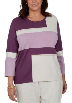 Alfred Dunner Women's Plus Size Good To Go Colorblock Sweater, 2XL