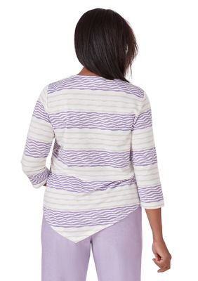 Women's Garden Party Spliced Stripe Texture Top