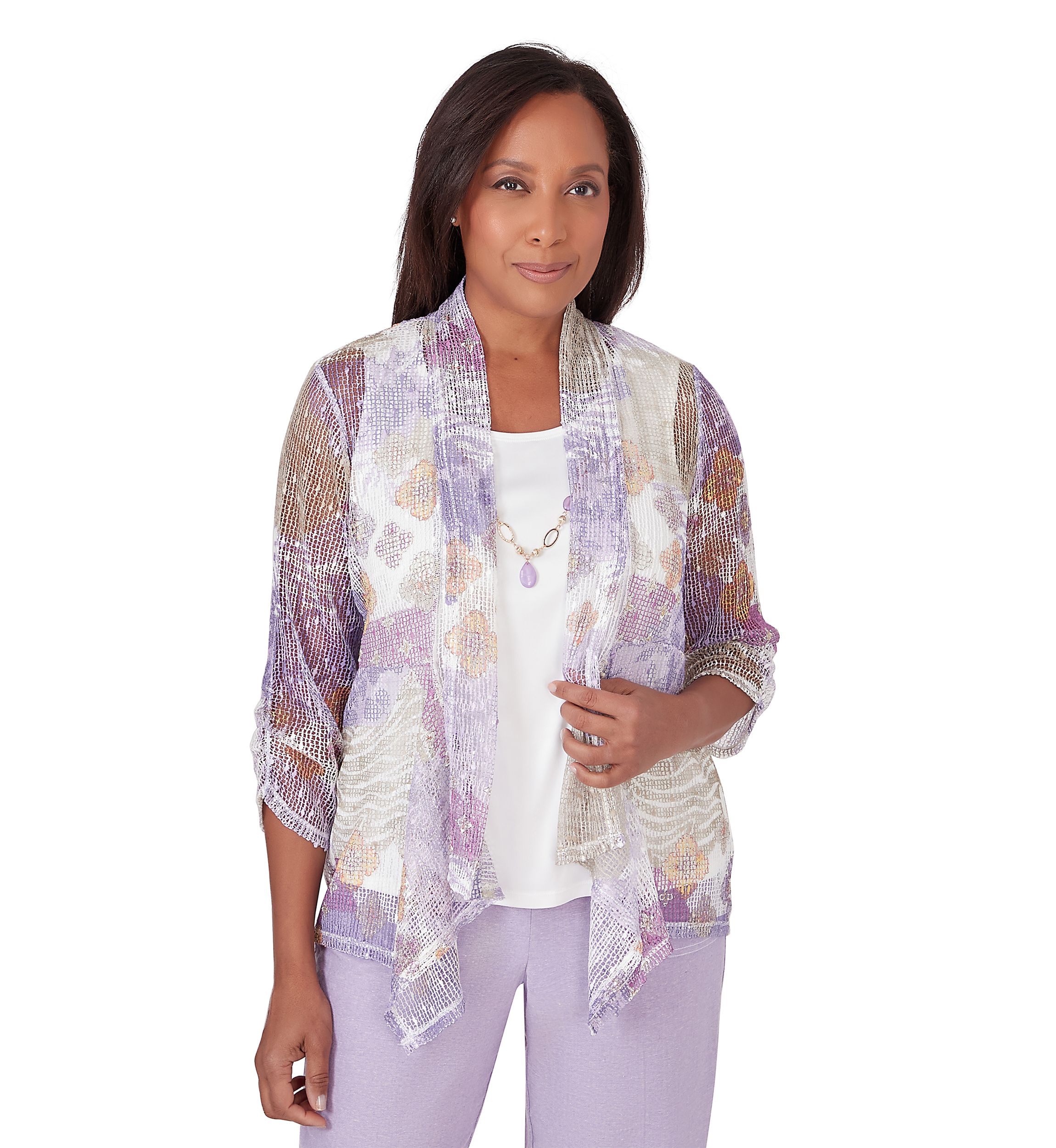 Petite Garden Party Popcorn Mesh Two For One Top